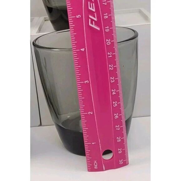 Vintage Gray Smoked Glass Rocks Glasses Set of 4 Thick Heavy Bottom 4" Tall - Picture 4 of 13